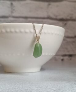 Pingente Prateado Quartzo Verde Polido