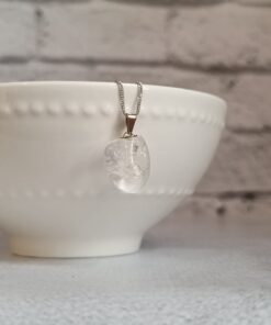 Pingente Prateado Quartzo Transparente Polido