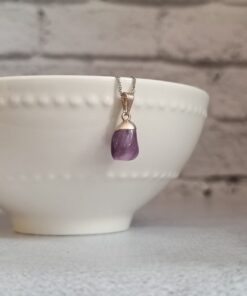 Pingente Prateado Ametista Polida