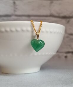 Pingente Dourado Quartzo Verde Coração