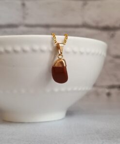 Pingente Dourado Jaspe Vermelho Polido