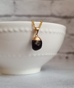 Pingente Dourado Obsidiana Polida