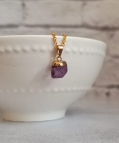 Pingente Dourado Ametista Polida