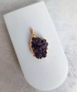 Pingente Dourado Drusa de Ametista