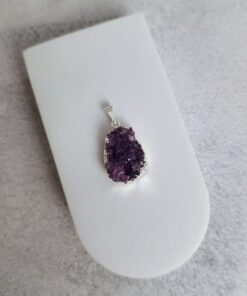 Pingente Prateado Drusa de Ametista