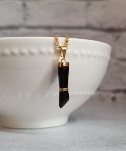 Pingente Dourado Obsidiana Figa