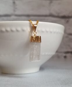 Pingente Dourado Selenita Bruta