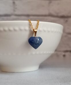 Pingente Dourado Quartzo Azul Coração