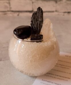 Kit Taça de Sal Grosso e Cristais Para Proteção