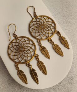 Brinco Indiano Dourado Filtro dos Sonhos