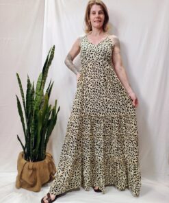 Vestido Longo Algodão Alcinha Costas Com Elástico