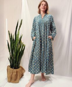 Vestido Em Algodão Manga Longa