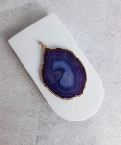 Pingente Dourado Chapa De Ágata