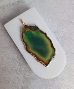 Pingente Dourado Chapa De Ágata