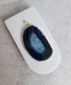 Pingente Dourado Chapa De Ágata