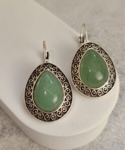 Brinco Prateado Quartzo Verde