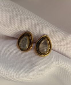 Brinco Indiano Dourado Quartzo Transparente