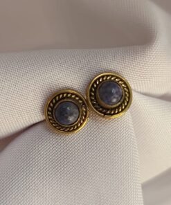 Brinco Indiano Dourado Lápis Lazúli