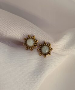 Brinco Indiano Dourado Pedra Da Lua