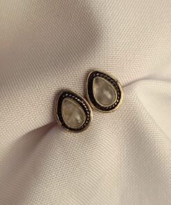 Brinco Indiano Prateado Quartzo Transparente