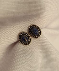 Brinco Indiano Prateado Lápis Lazúli