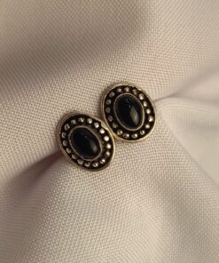 Brinco Indiano Prateado Ônix