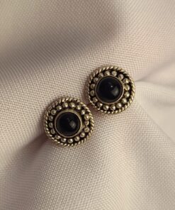 Brinco Indiano Prateado Ônix