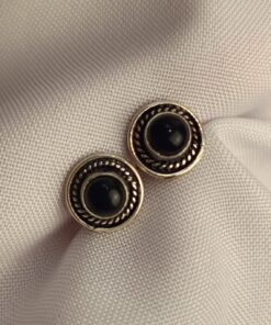 Brinco Indiano Prateado Ônix