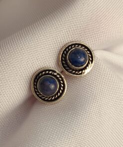 Brinco Indiano Prateado Lápis Lazúli