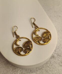 Brinco Indiano Dourado Cogumelos