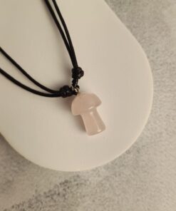 Colar Cogumelo de Quartzo Rosa