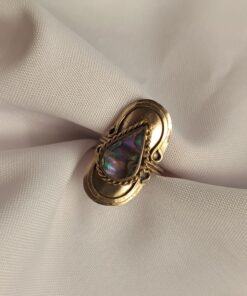 Anel Ajustável Prateado Alpaca Abalone