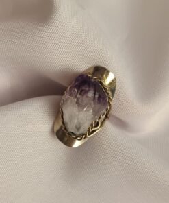 Anel Ajustável Prateado Alpaca Ametista