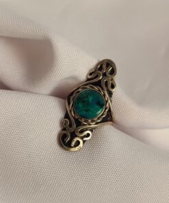 Anel Ajustável Prateado Alpaca Crisocola