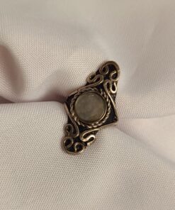 Anel Ajustável Prateado Alpaca Madrepérola