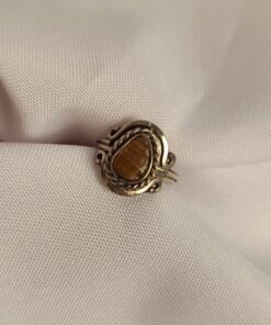 Anel Ajustável Prateado Alpaca Olho de Tigre