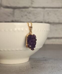 Pingente Dourado Drusa de Ametista