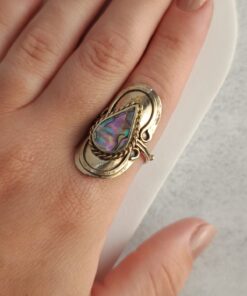 Anel Ajustável Prateado Alpaca Abalone