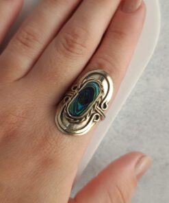 Anel Ajustável Prateado Alpaca Abalone