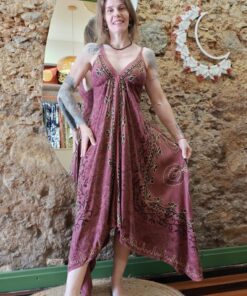 Vestido Indiano Estonado Pontas Assimétricas