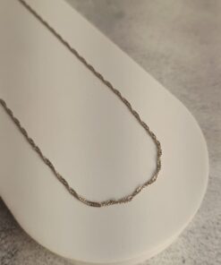 Corrente Prateada Folheada a Ródio Singapura