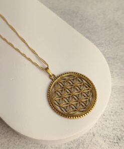 Pingente Indiano Dourado Flor da Vida