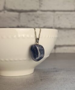 Pingente Prateado Quartzo Azul Polido