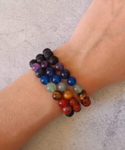 Pulseira Pedras Vulcânicas e Sete Chakras