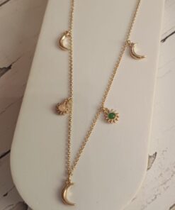 Colar Prateado Sol e Lua COM DEFEITO NO FOLHEADO