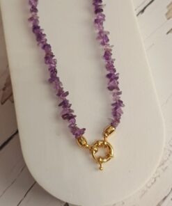 Colar Fecho Boia Dourado Ametista