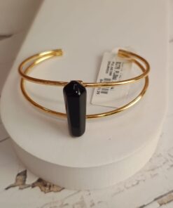 Pulseira Dourada Ágata Preta
