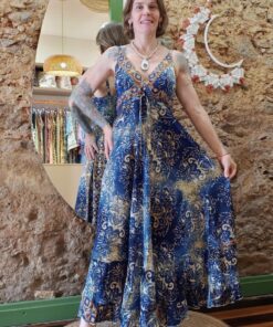 Vestido Indiano Longo Boho Alcinha Elástico Nas Costas