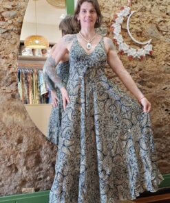 Vestido Indiano Longo Boho Alcinha Elástico Nas Costas