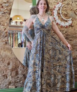 Vestido Indiano Longo Boho Alcinha Elástico Nas Costas